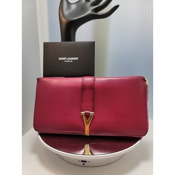 AUTHENTIC Saint Laurent Classic Pink Y-Ligne PORTEFEUILLEZIPPER Used Wallet